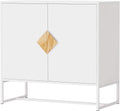White Solid Wood Kitchen Buffet Cabinet with 2 Doors, 32 Inch A136