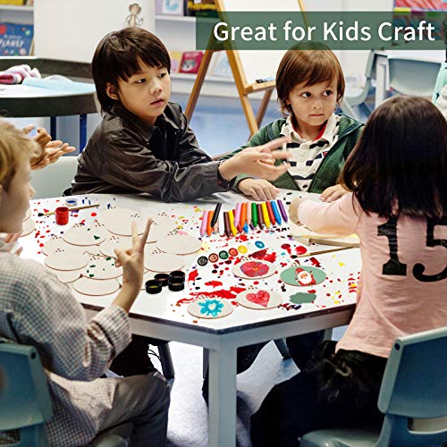 50PCS 4-Inch Unfinished Pre-Drilled Wood Slices Circles Z114820