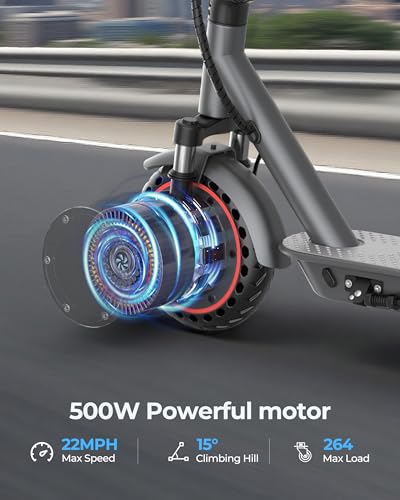 Electric Scooter with Seat, 500W Motor, 10" Solid Tires, Folding E-Scooter with Dual Suspension S970654