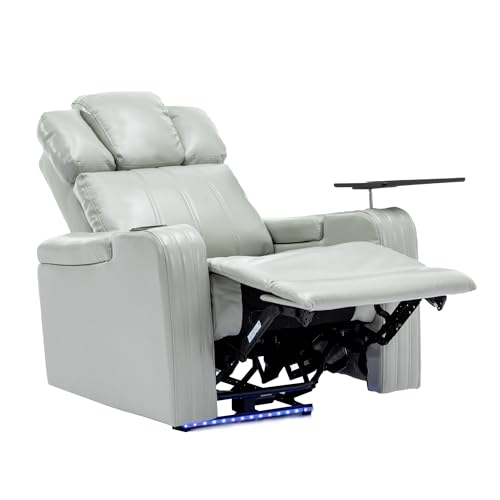 Black Electric Recliner Chair with Cup Holder Bluetooth Speaker LED Lights USB Ports Tray Table Arm Storage I168