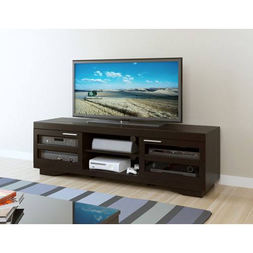 Mocha Black 66-Inch Wood Veneer TV Bench S3829