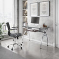 Glass Top Computer Desk with Keyboard Tray & Silver Legs H246