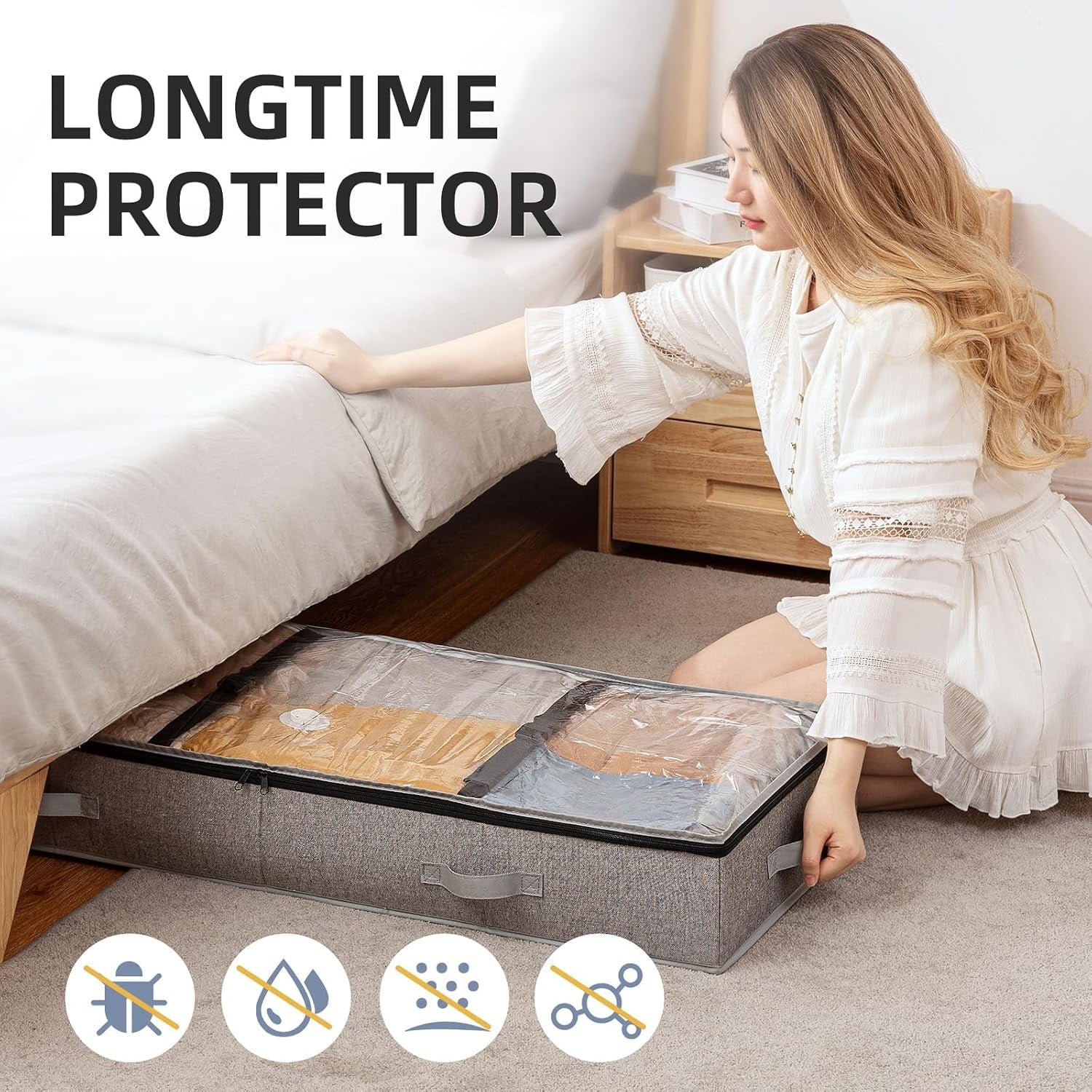 Under Bed Storage Box for Quilts Pillow Blankets Linen 41" x 17.7" x 6" X28805