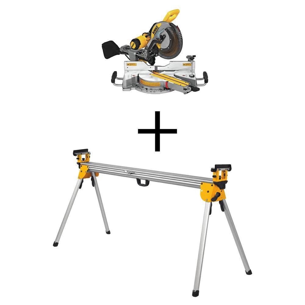 15 Amp 12 in. Double-Bevel Sliding Compound Miter Saw with Miter Saw Stand W120872