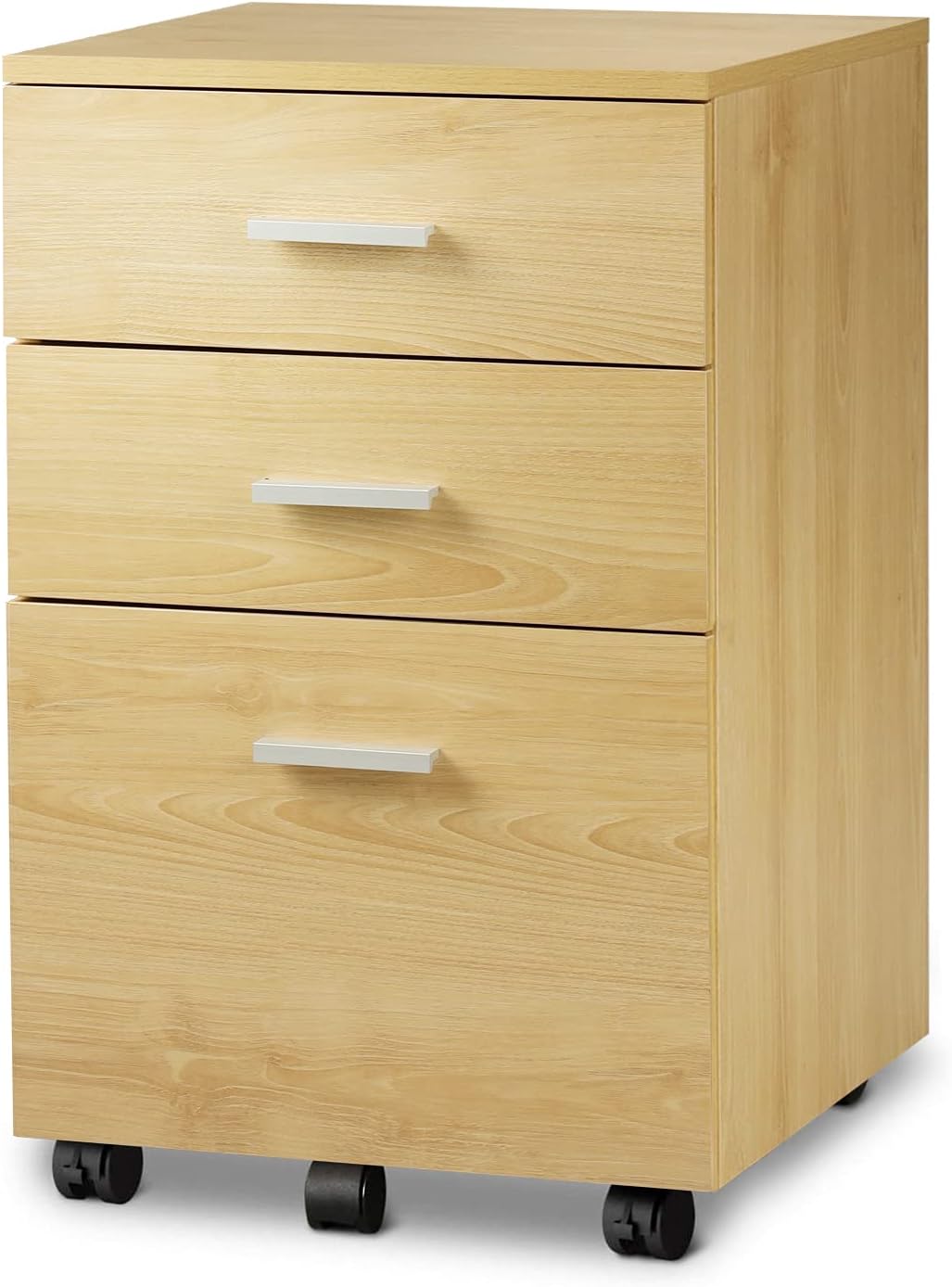 Black 3 Drawer Wood Mobile File Cabinet H895738