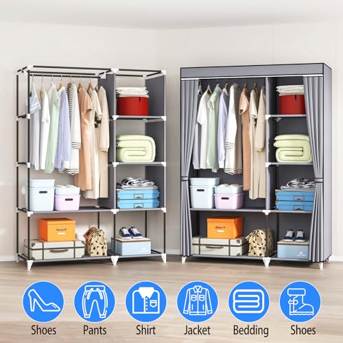 Black 43 x 17.7 x 66 Inches Portable Closet with 1 Hanging Rod and 6 Shelves M67839
