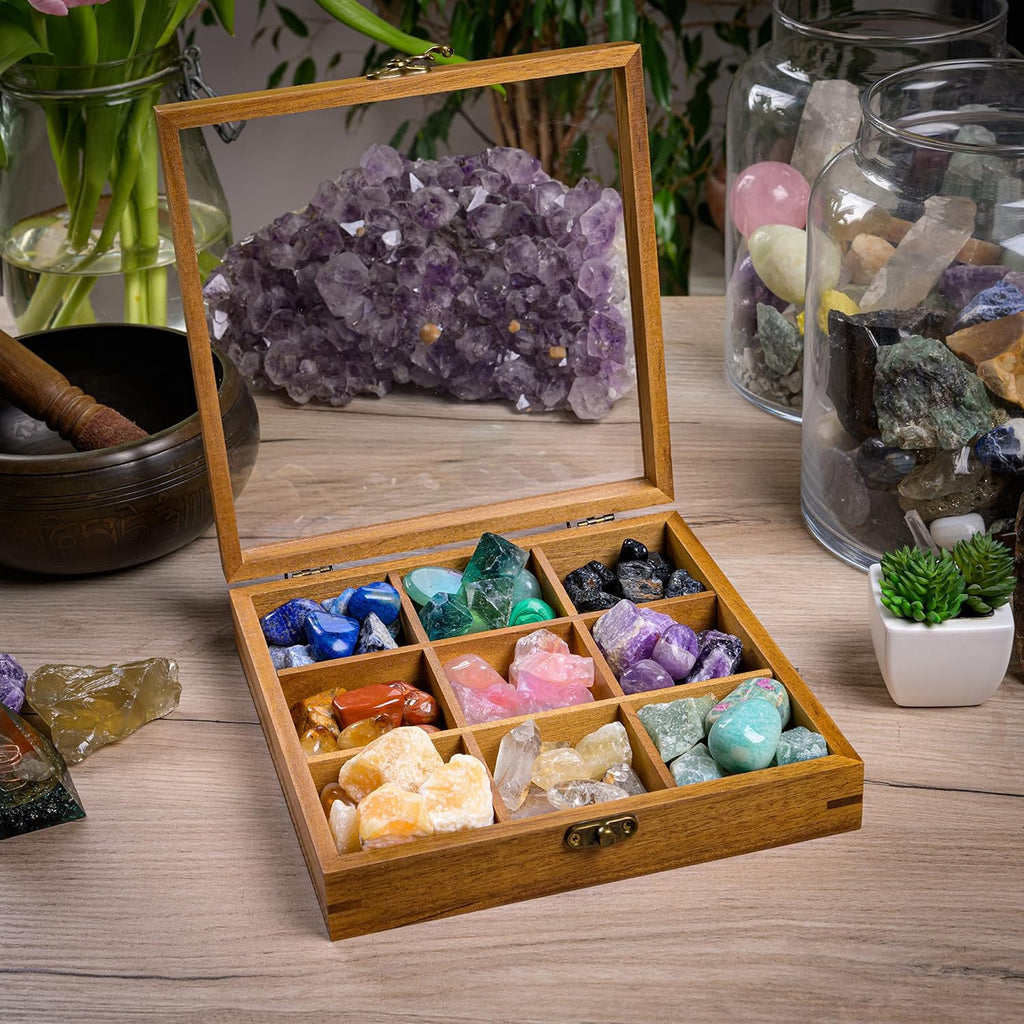 9 Grid Crystal Display Case with Acrylic Lid L81701