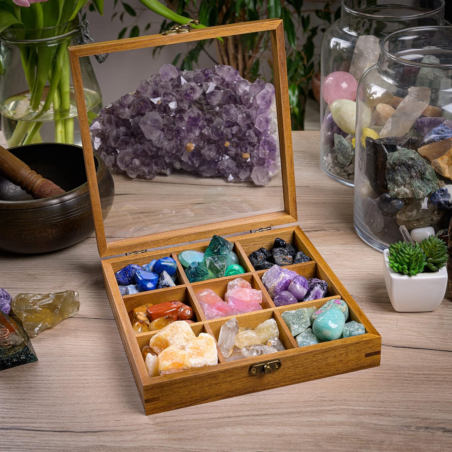 9 Grid Crystal Display Case with Acrylic Lid L81701
