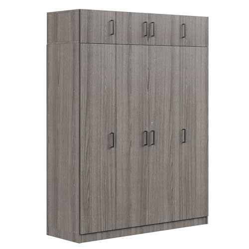 White 3-Door Wardrobe with 2 Drawers and Top Cabinet Y996