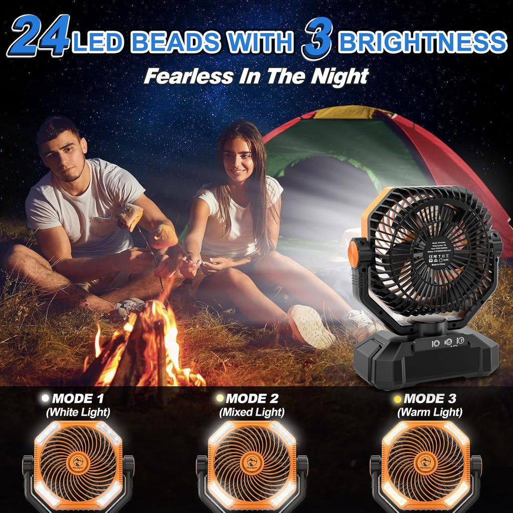 20000mAh Rechargeable Oscillating Camping Fan with LED Lantern and Remote Control Y6886