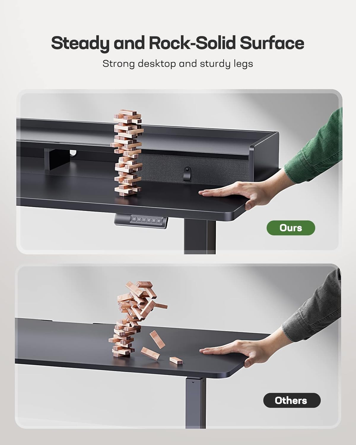 Black 55 x 24 Inches Height Adjustable Electric Standing Desk with Dual Drawers W313