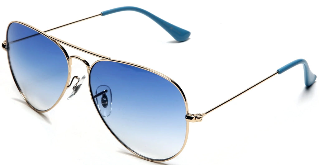 Gold Frame Blue Lens Aviator Sunglasses C88398
