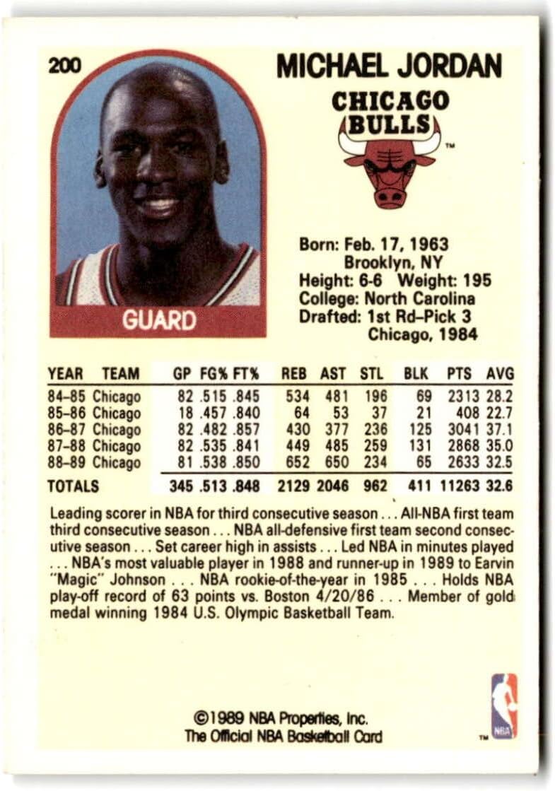 1989-90 Hoops #200 Michael Jordan Chicago Bulls Basketball Trading Card A615