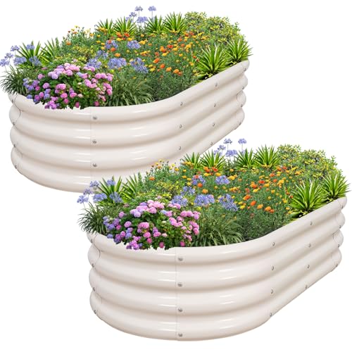 Silver 4x2x1ft Metal Raised Garden Bed 2pack E23916