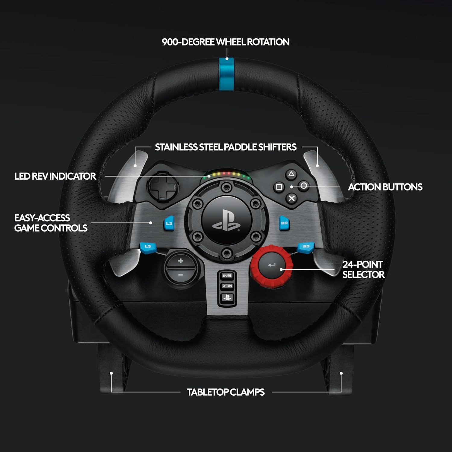 Black Leather Steering Wheel with Floor Pedals I175499
