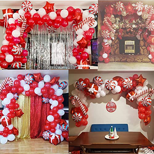 Christmas Balloon Garland Arch Kit With Red White Candy Gift Box Star Balloons M6466