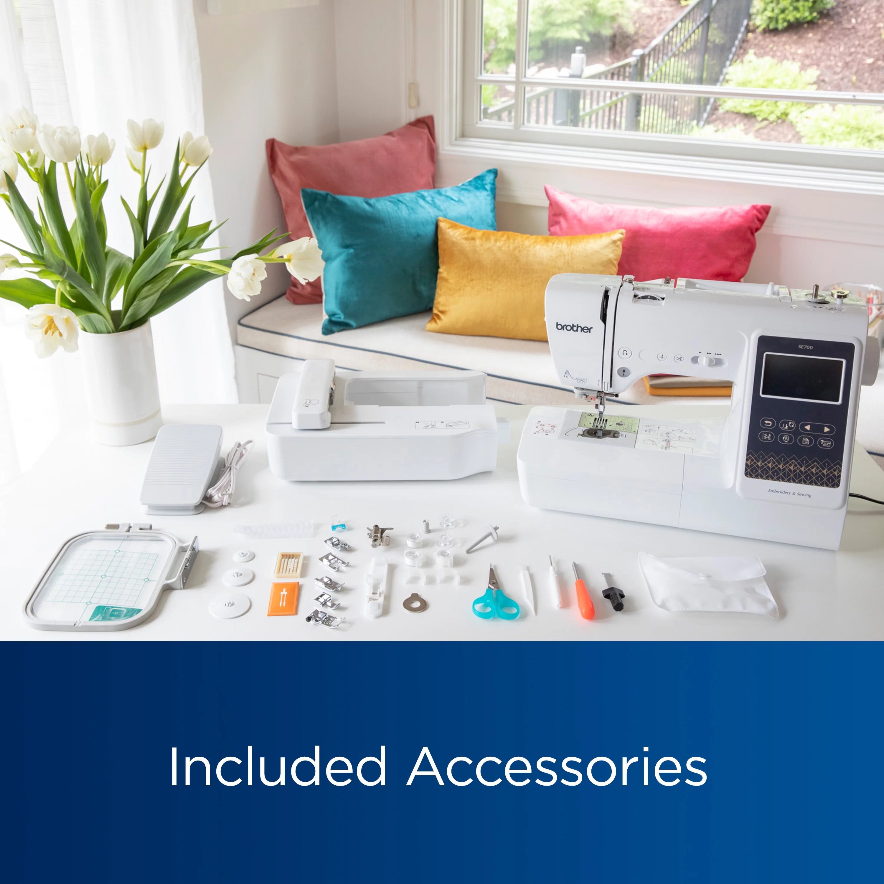 Computerized Sewing & Embroidery Machine with Built-in Designs & Wireless Connectivity D741142