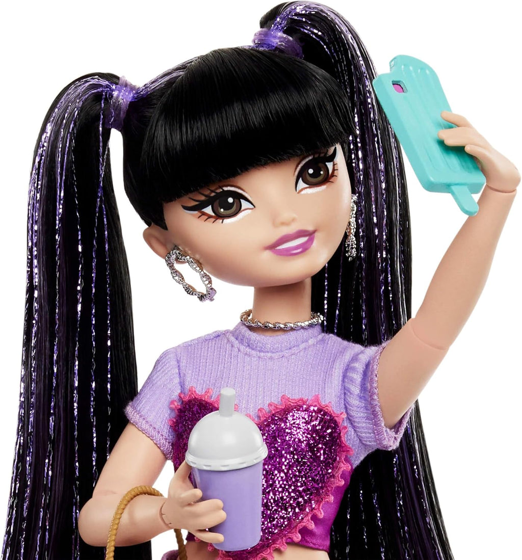Renee Posable Fashion Doll with Long Black Hair, 11 Pieces G182264