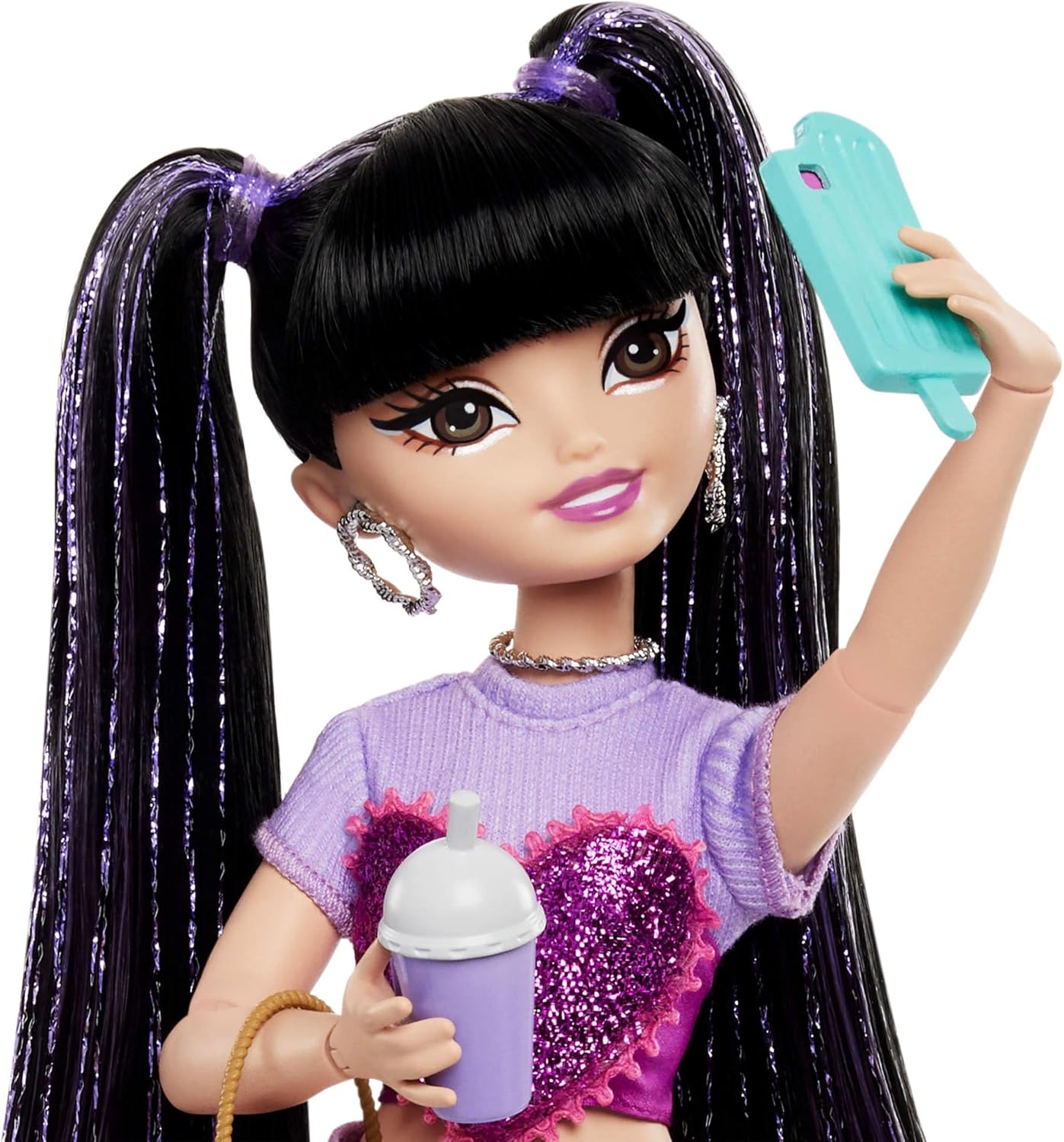 Renee Posable Fashion Doll with Long Black Hair, 11 Pieces G182264