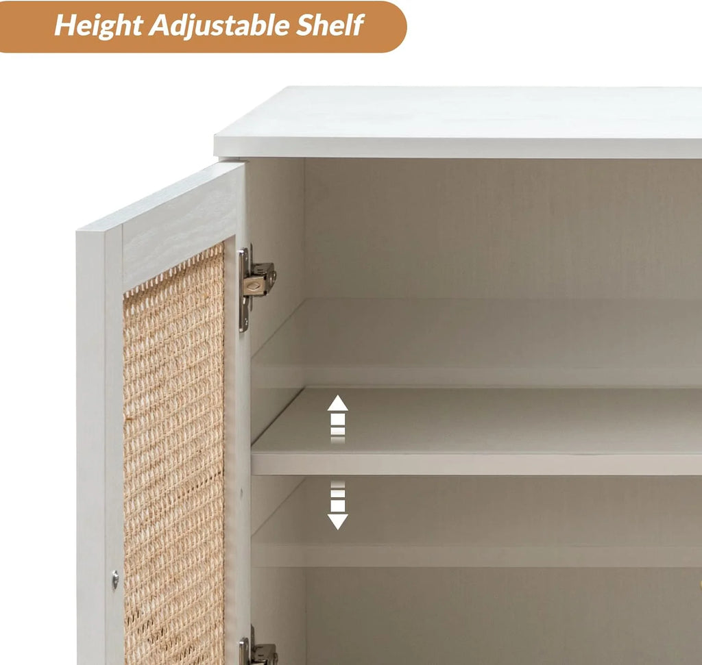 White 3 Door Sideboard Buffet Cabinet with Adjustable Shelves W5374