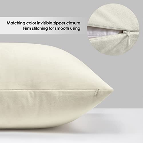 White Velvet Throw Pillow Covers Pack of 2, 22x22 A381