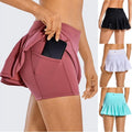 Mid-Waisted Pleated Athletic Skirts with Pocket (2XL) C699748