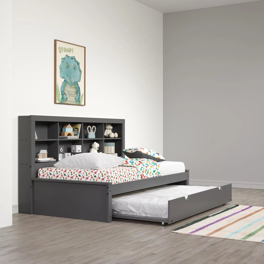 Dark Grey Twin Bookcase Day Bed E559677