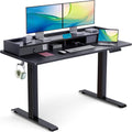 Black 55 x 24 Inches Height Adjustable Electric Standing Desk with Dual Drawers W313