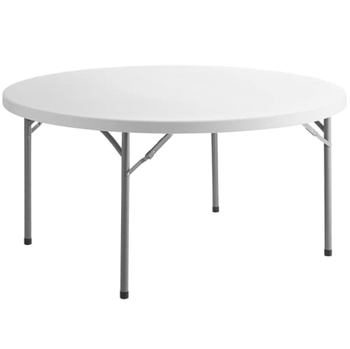 5 Pack 72" Round White Plastic Folding Table R360