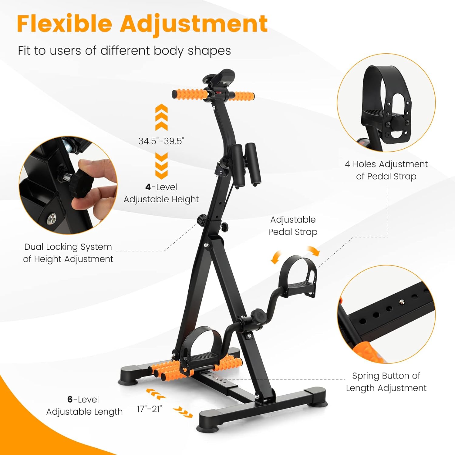 Pedal Exercise Bike with LCD Monitor, Adjustable Height and Length B834567