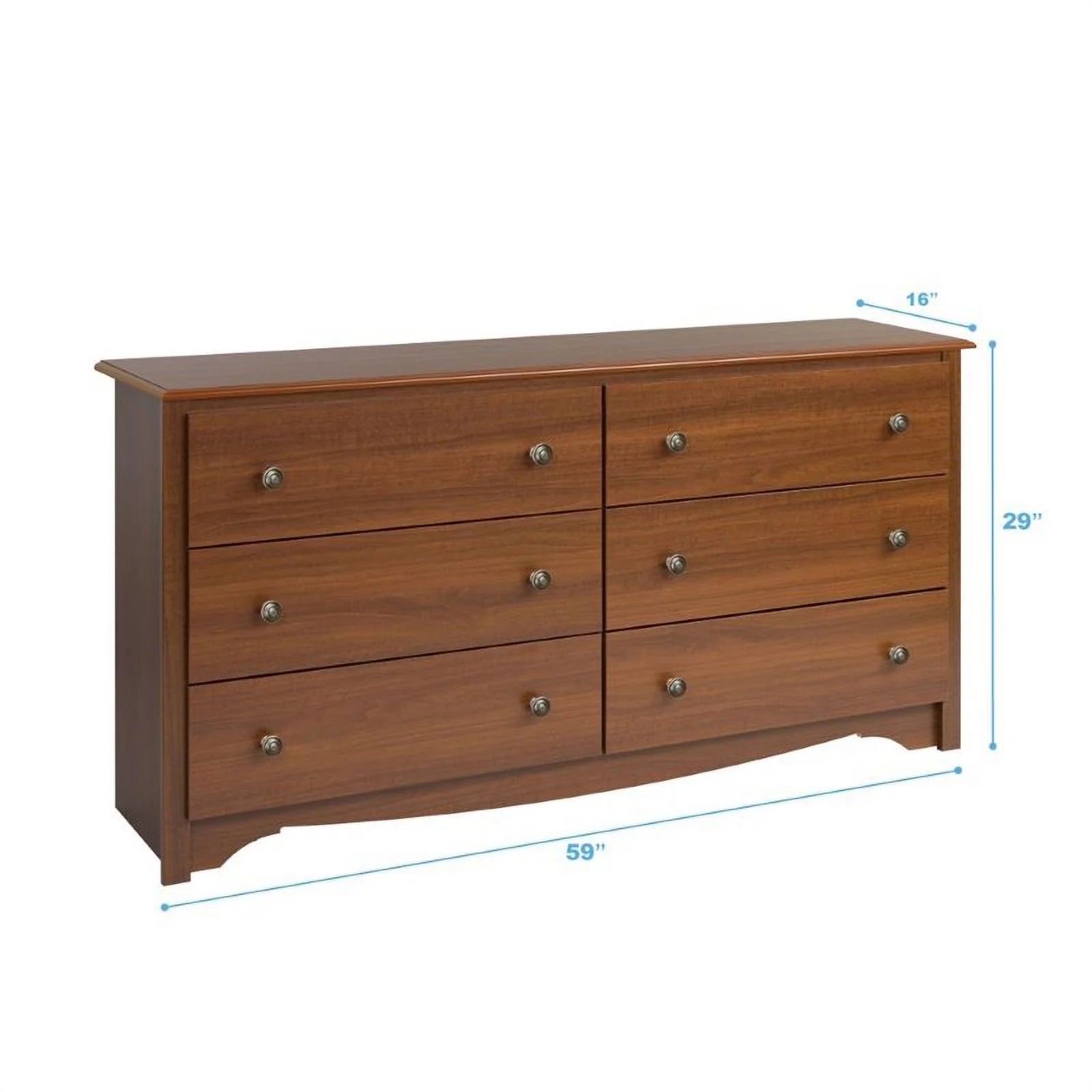 6 Drawer Cherry Double Dresser V310