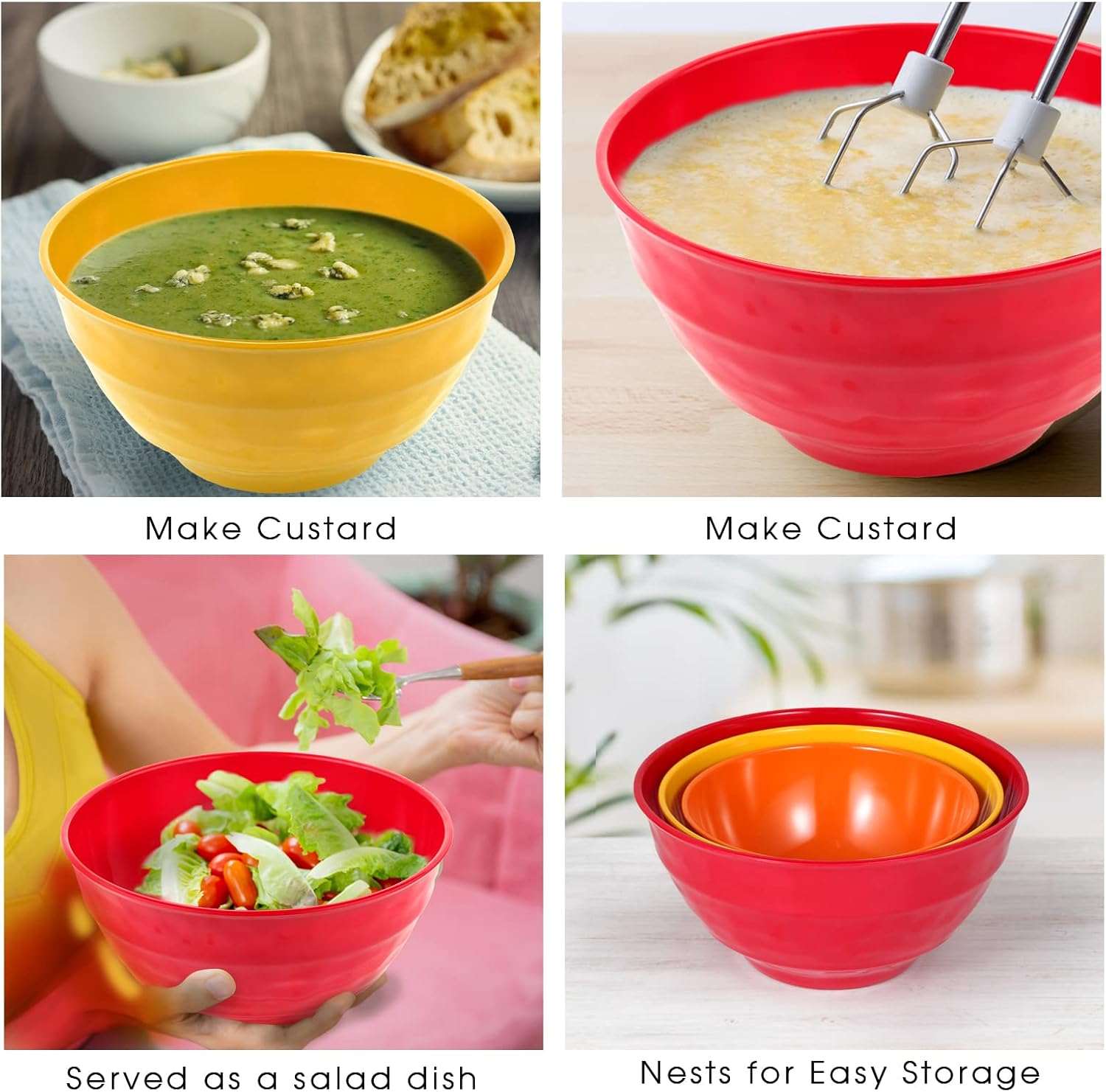 6 Piece Melamine Nesting Mixing Bowl Set with Lids H454775