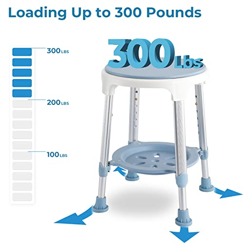 Adjustable Round Shower Seat with 5 Adjustable Heights 19''-21'' Load 350LB R4008