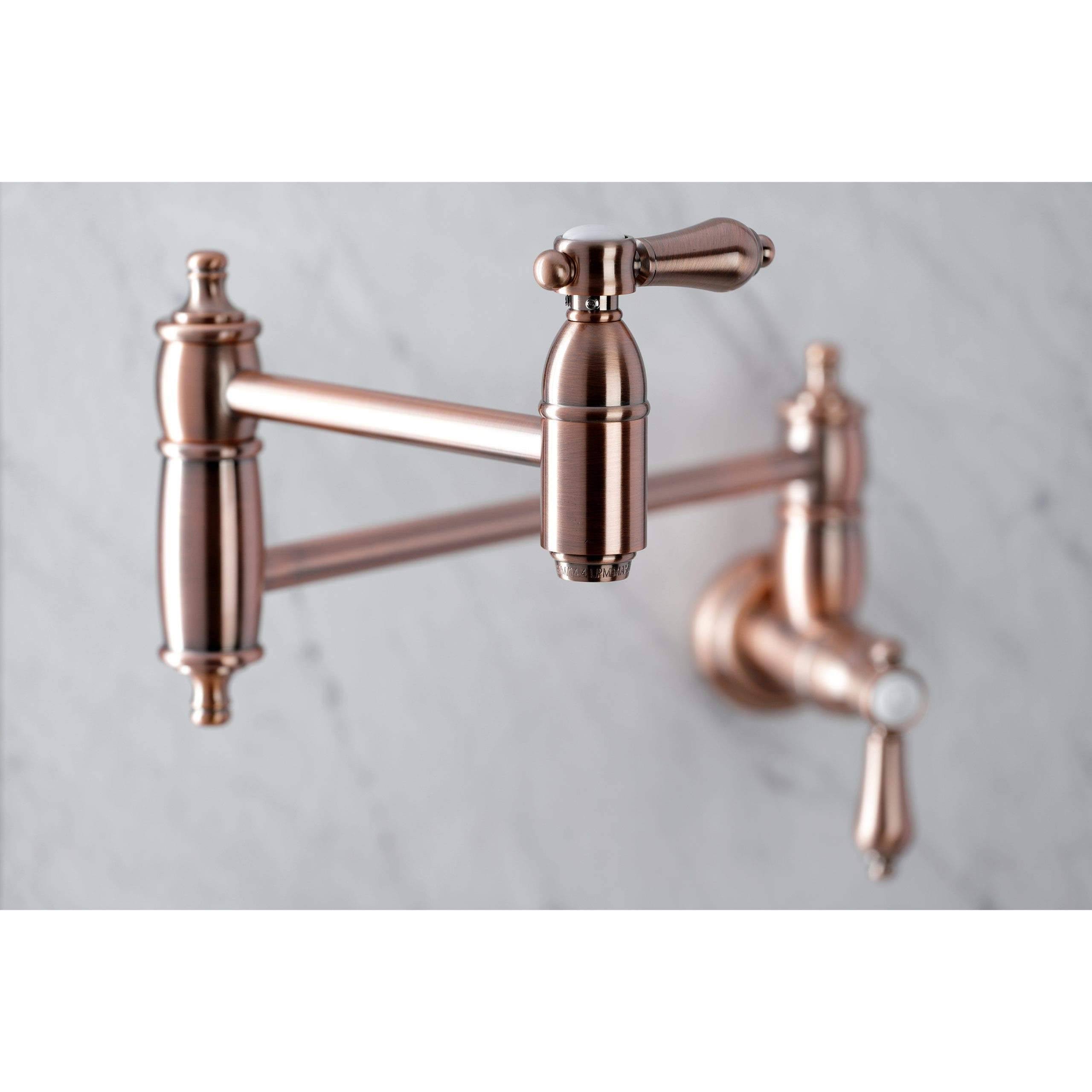 Antique Copper Wall Mount Pot Filler Kitchen Faucet W407