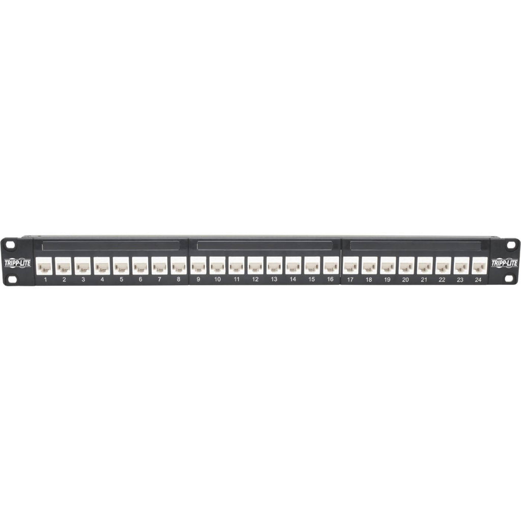 24-Port Cat6a Patch Panel Feedthrough Rackmount RJ45 Ethernet 1U X1156