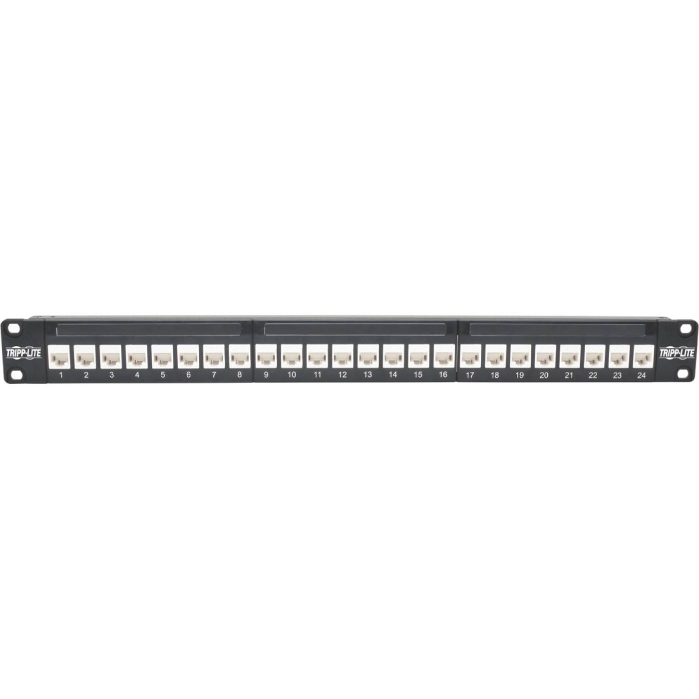 24-Port Cat6a Patch Panel Feedthrough Rackmount RJ45 Ethernet 1U X1156