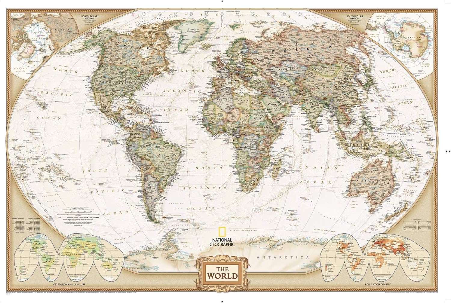 Laminated World Wall Map (36 x 24 in) N9452