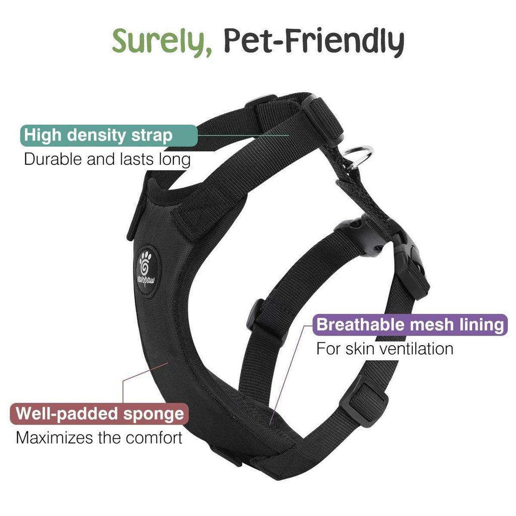 Adjustable Soft Padded Mesh Dog Vehicle Safety Vest Harness with Travel Strap and Carabiner B42784