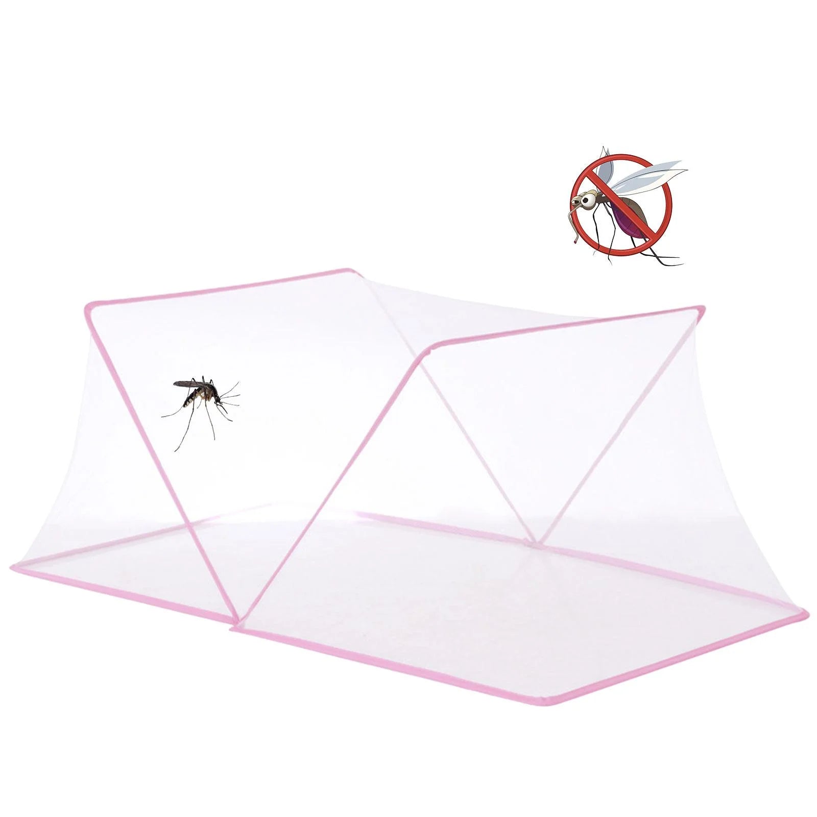 Pink 190x160x80cm Collapsible Bed Canopy M52013