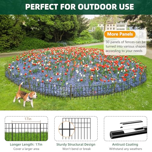 42.5ft(L) x 13in(H) 30 Panels No Dig Rustproof Garden Fence D6795