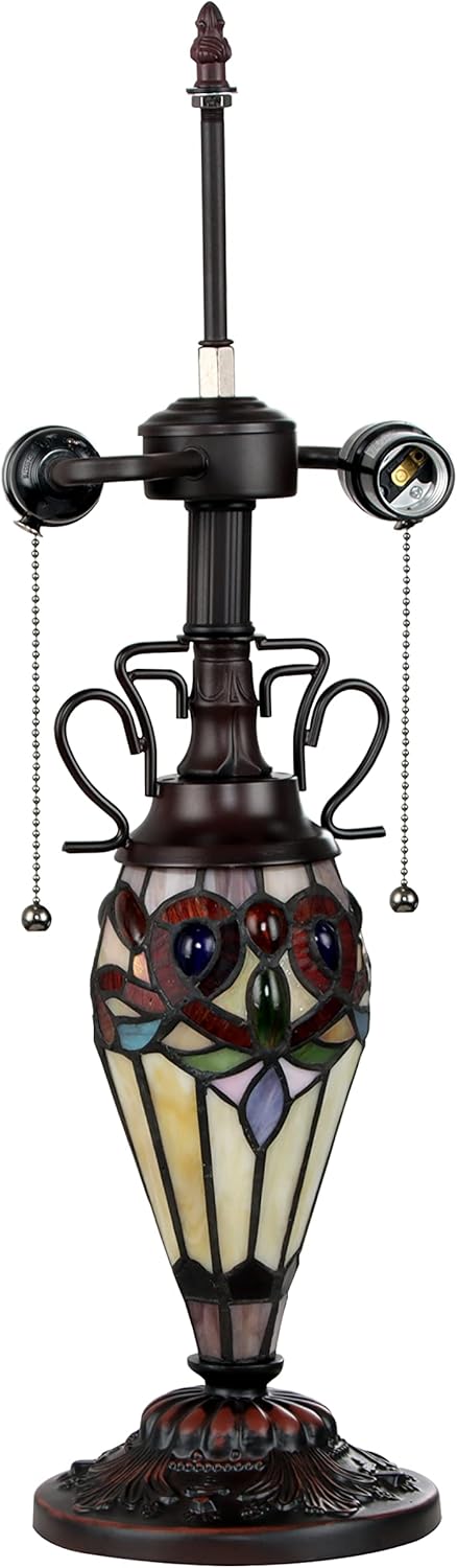 Dark Bronze 3 Light Double Lit Table Lamp 16" Shade U2118