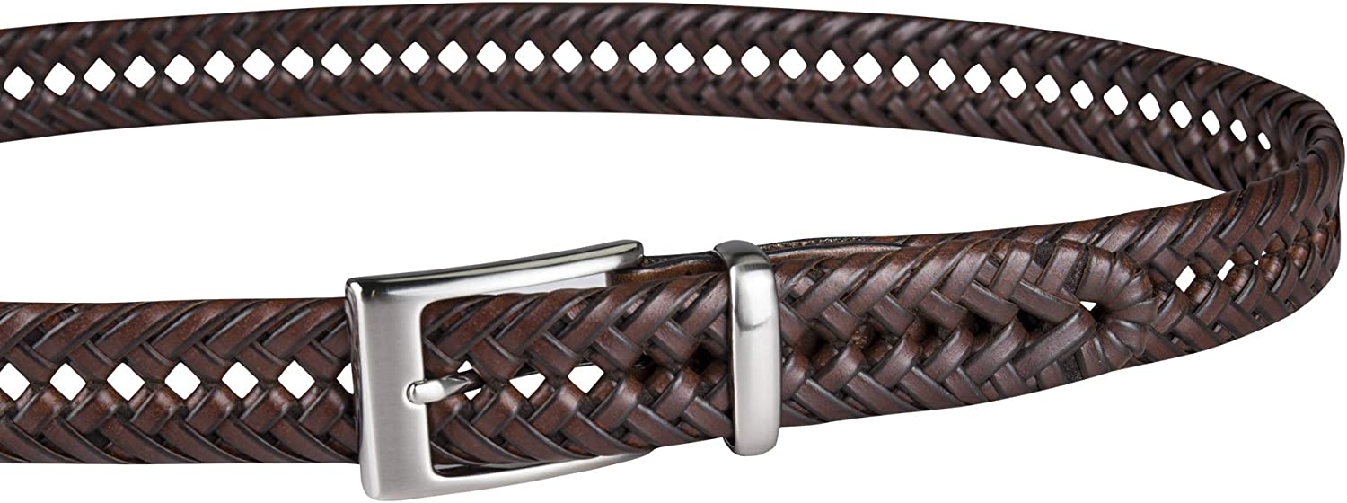 Men's Leather Braided Casual Dress Belt 40 Tan J99337