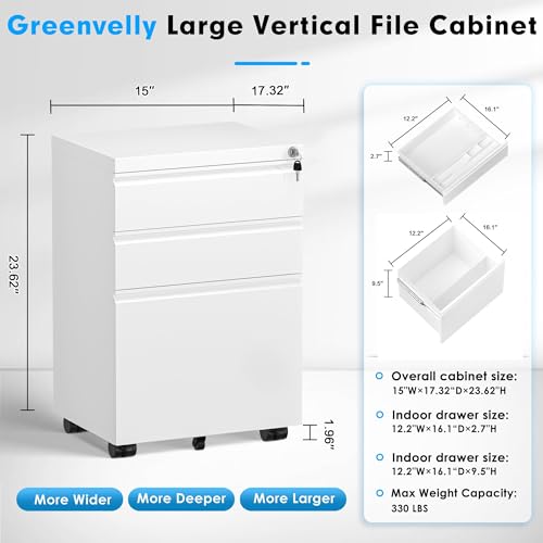 3 Drawer Black Mobile File Cabinet with Lock R410740