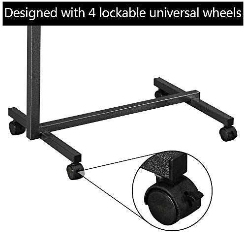 Dark Wood Grain Color Tilting Overbed Table with Wheels P781080