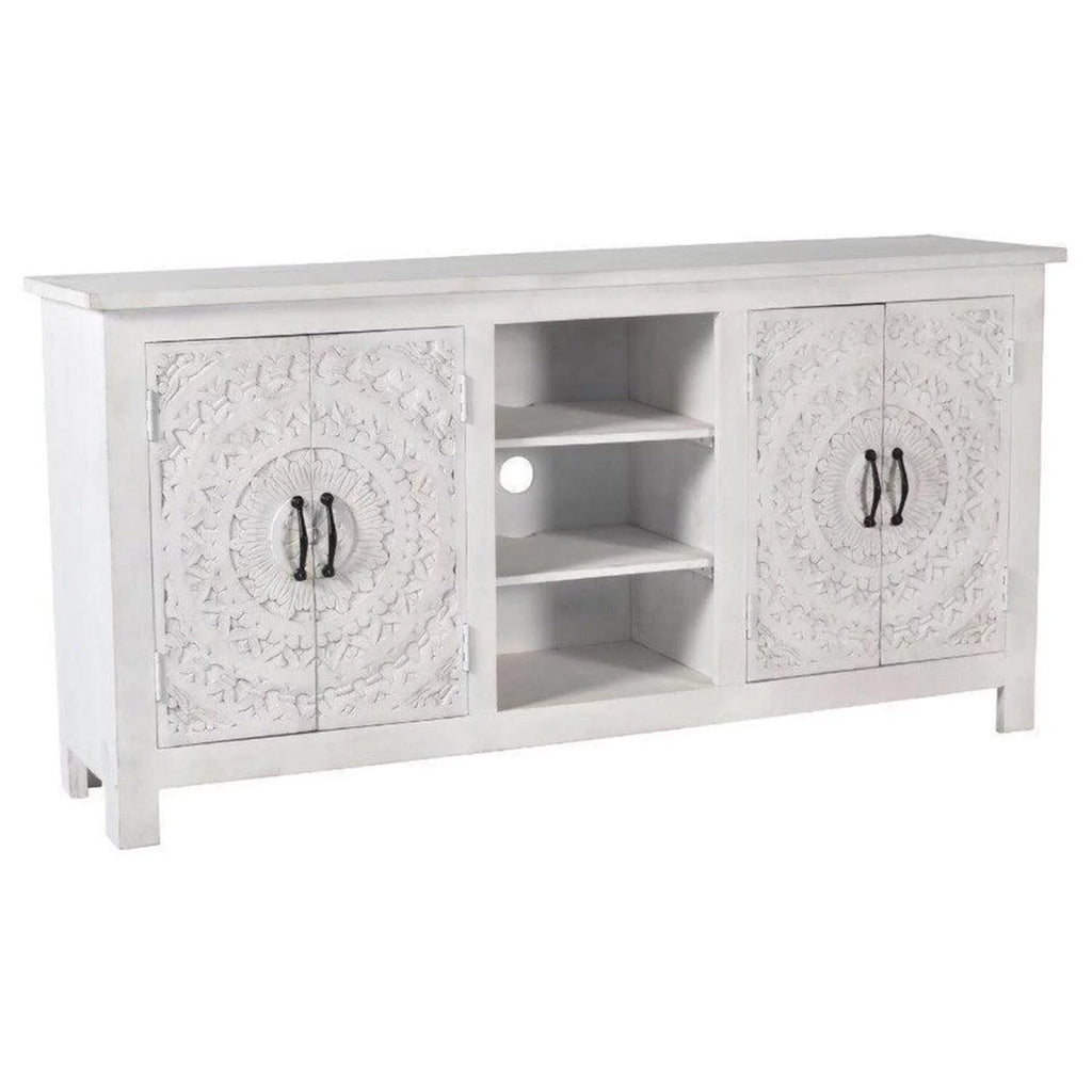 Whitewash Hand Carved Cabinet B538094