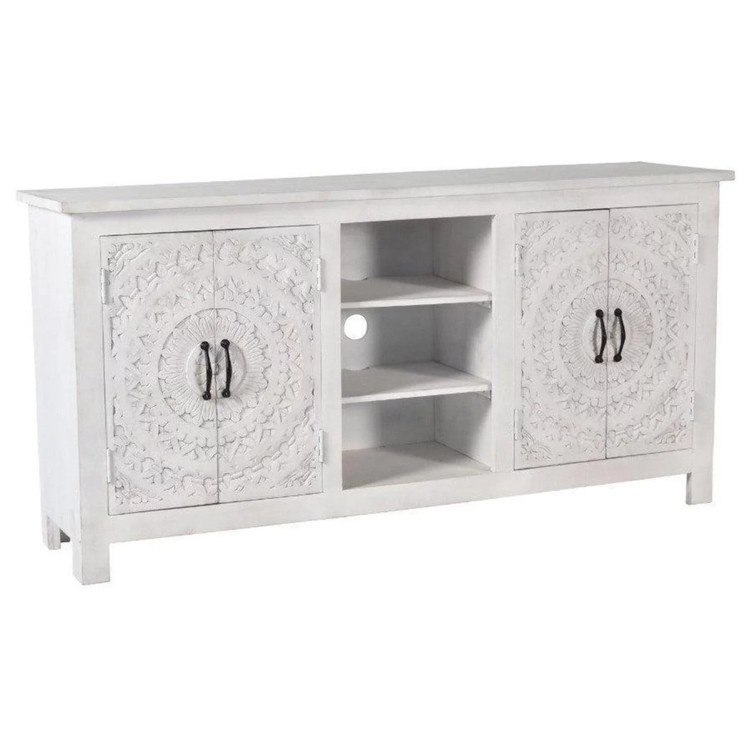 Whitewash Hand Carved Cabinet B538094