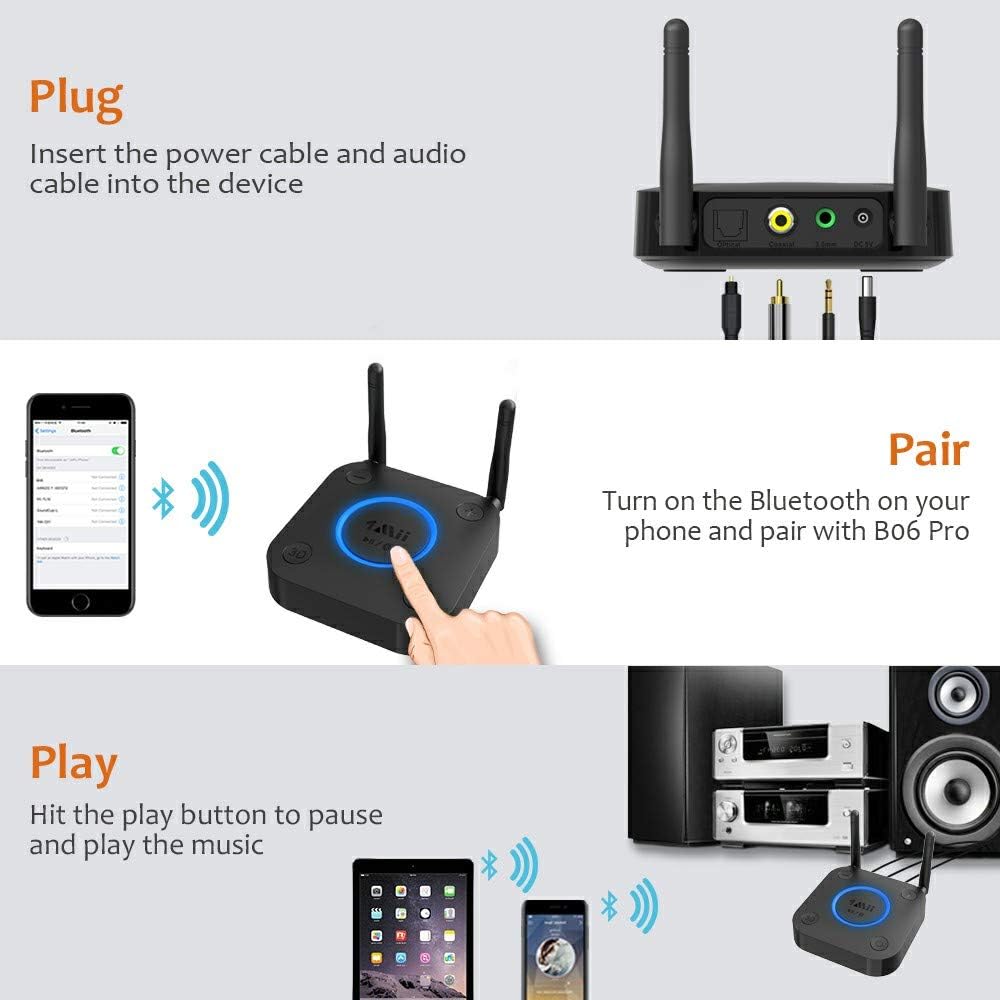 Bluetooth 5.0 Receiver with Optical RCA AUX 3.5mm Coaxial Pack of 2 O427