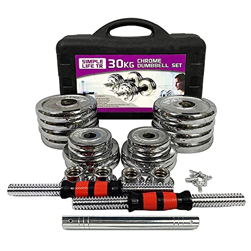 Adjustable Cast Iron Dumbbell Set with Carry Box 44lbs 66lbs 110lbs P49106