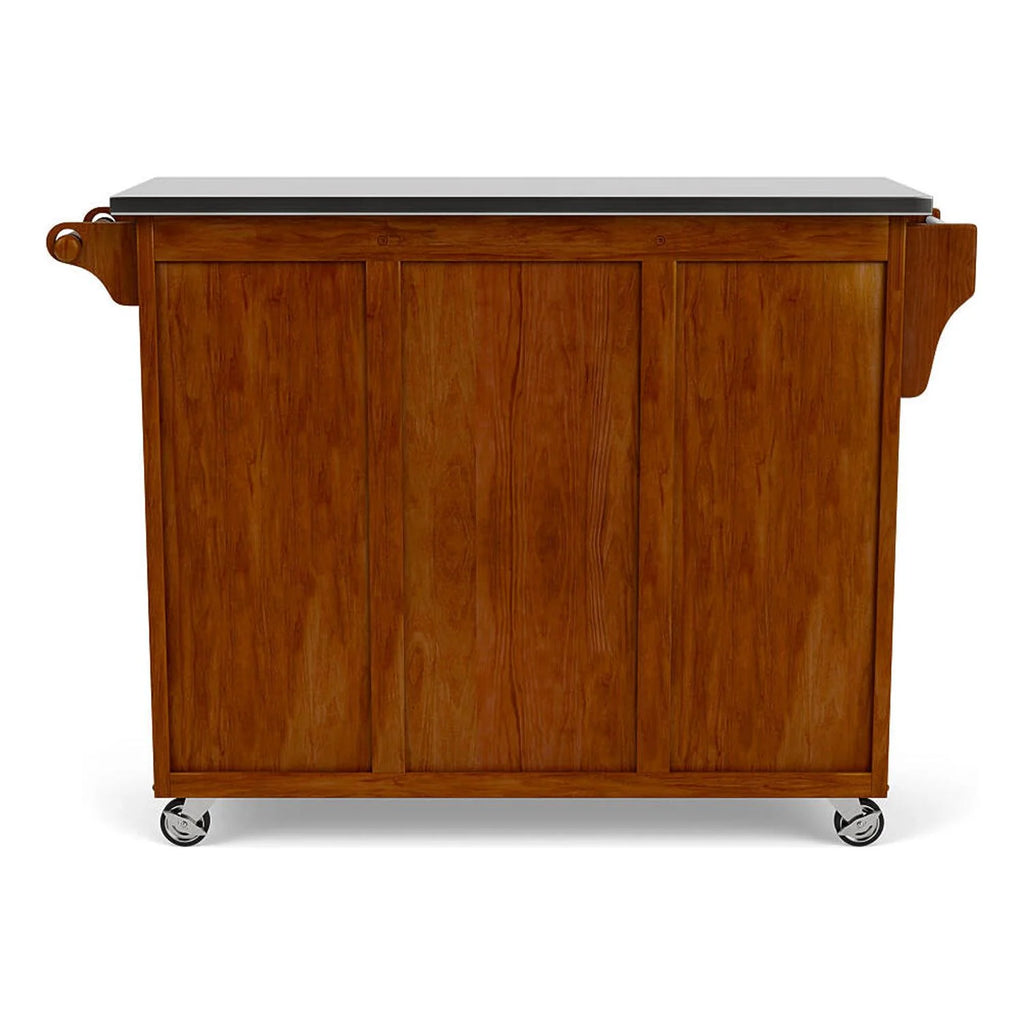 Solid Wood Kitchen Cart with Cherry Stainless Steel Top A8696