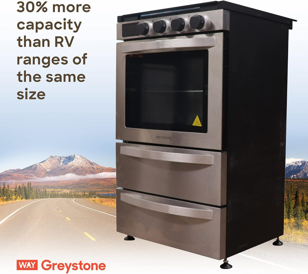 21 Inch Freestanding RV Gas Range Stove and Oven Combo 3 Burners Stainless Steel K52902